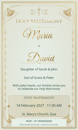 Lotus Garden wedding invitation sample in Christian / ईसाई — fictional names