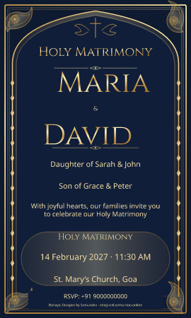 Midnight Mehfil wedding invitation sample in Christian / ईसाई — fictional names