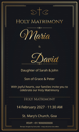 Modern Noir wedding invitation sample in Christian / ईसाई — fictional names
