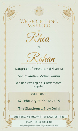 Lotus Garden wedding invitation sample in Simple / Modern · आधुनिक — fictional names