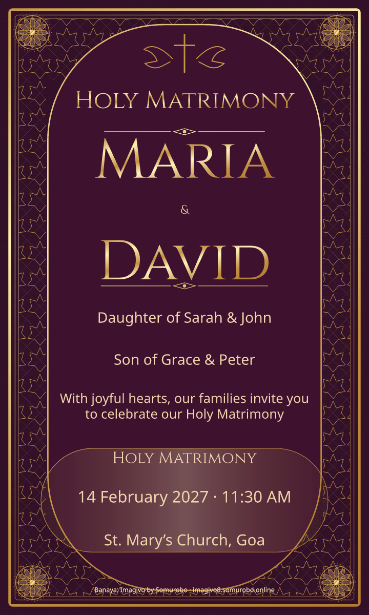 Wine Velvet wedding invitation sample — fictional names